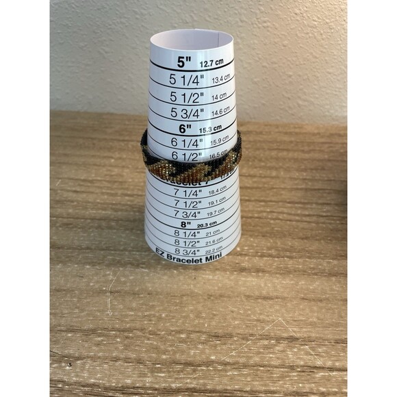 Southwestern Wave Delicate Beaded Bracelet Black Gold Brown - Picture 6 of 7